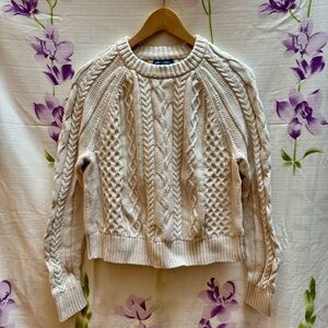 GAP Cream Cable Knit Long Sleeve Crew Neck Sweater 100% Cotton